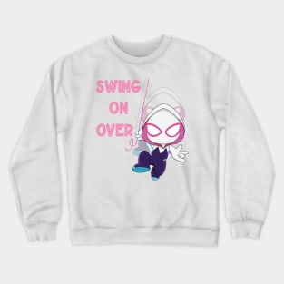 Swing on over, ghost spider girl, party Spidey birthday, cute Gwen spider Crewneck Sweatshirt